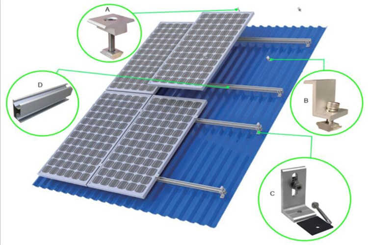 Atelier léger de structure métallique avec système de panneaux solaires